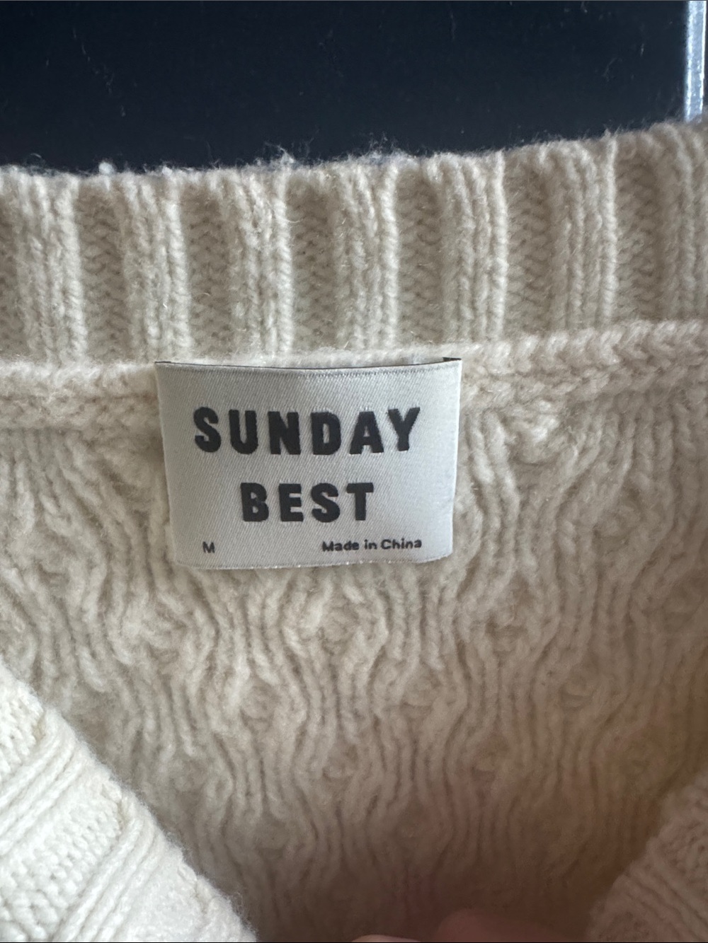 Sunday Best Merino Wool Blend Sweater Size Medium White/Cream - Picture 6 of 9